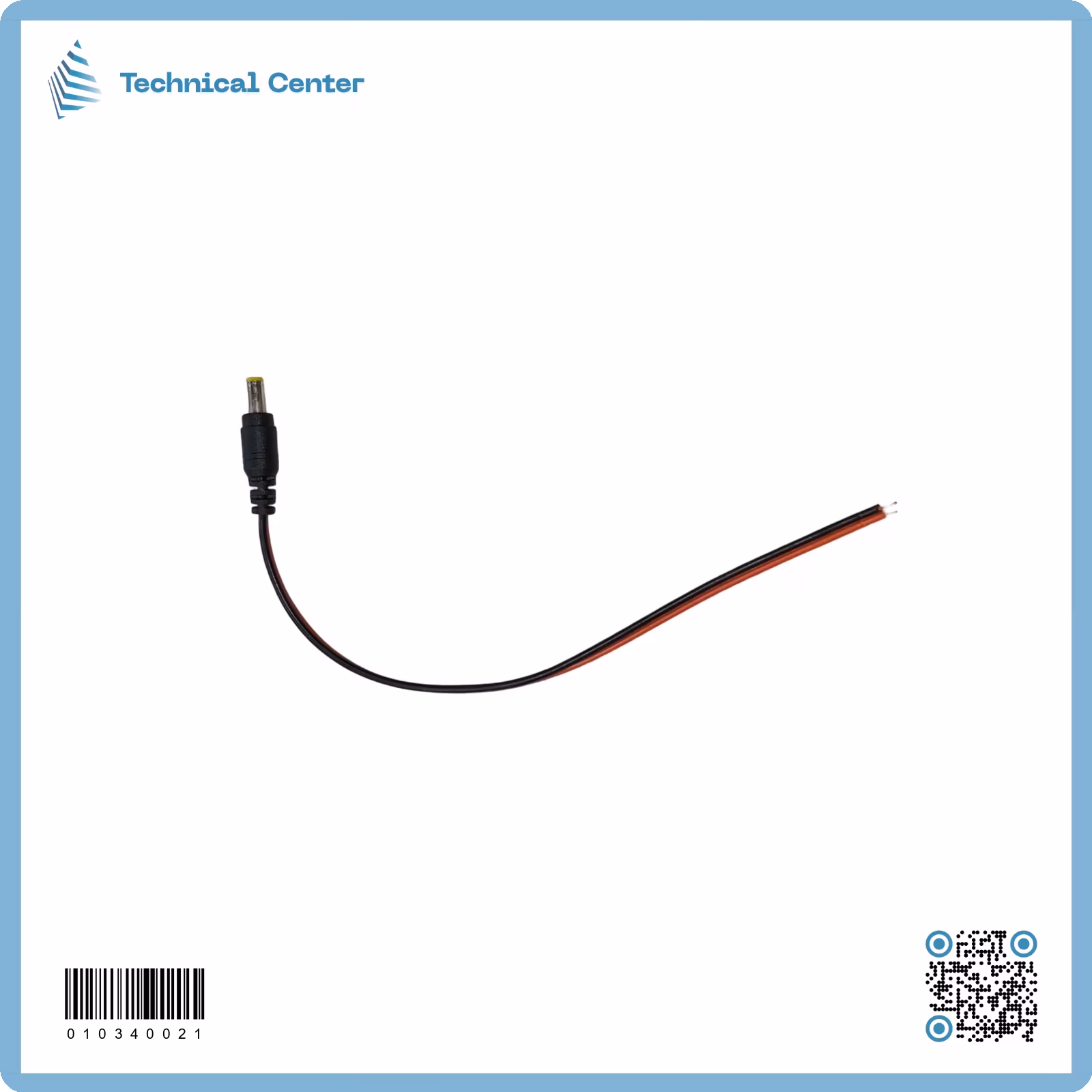 فيشة محولة ذكر مع واير مطبوق (5.5X2.5)mm(12V)