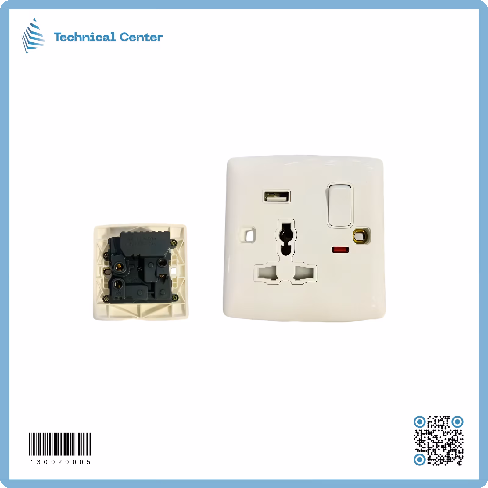 بلك سويج 13A+مصباح اشارة+USB (كورلن)