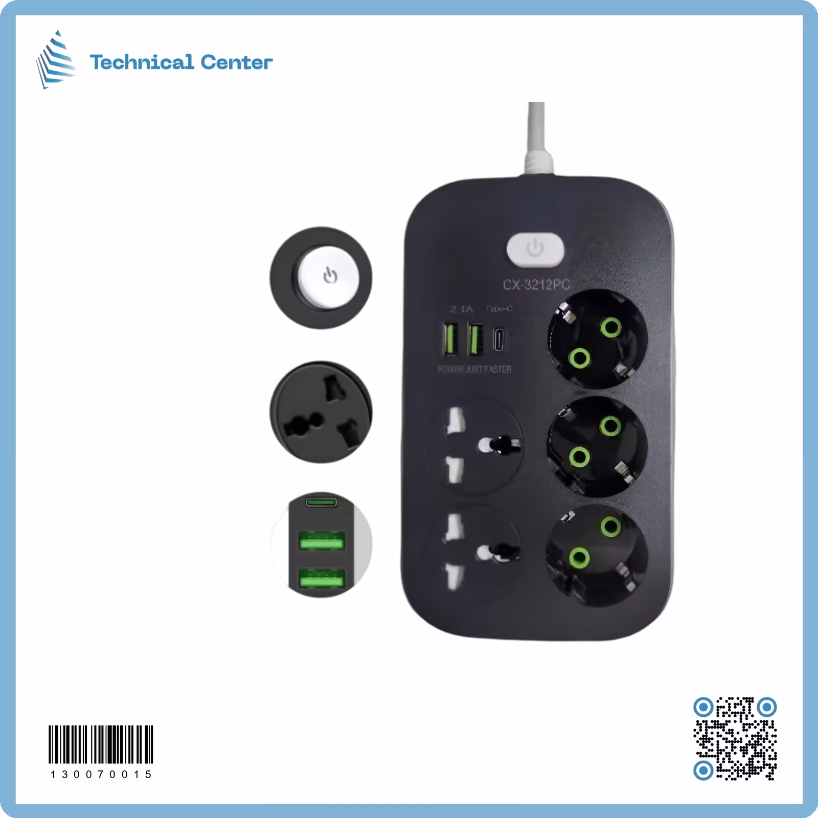 سيار 2م (5 تقسيم+3 USB+سويج)CX-3212