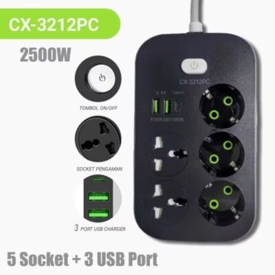 سيار 2م   (5 تقسيم+3 USB+سويج)CX-3212
