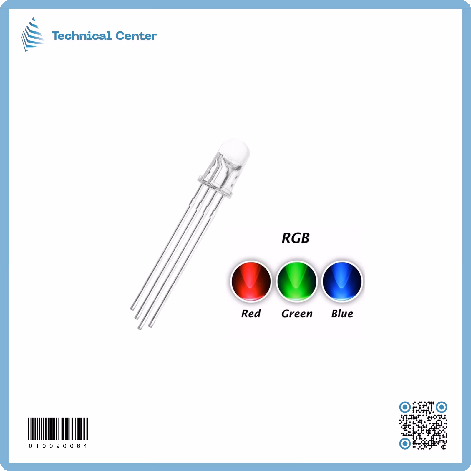 لد ضوئي 3 الوان (RGB)(3mm)(4 اقطاب)