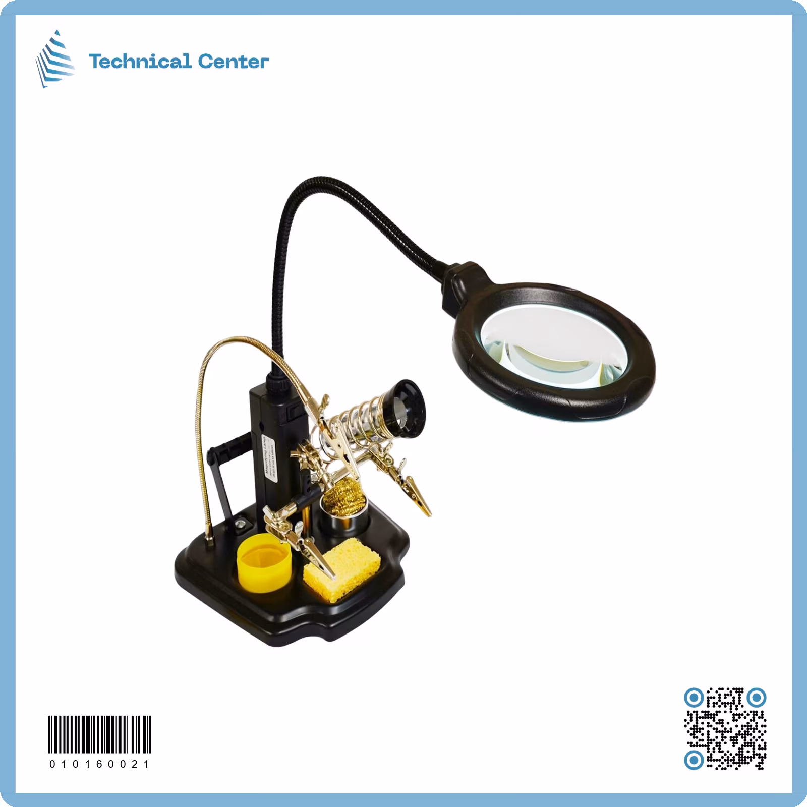 ستاند كاوية اسوار اسود مع مكبرة واسفنجة وضوء(AS-SR10Y)MAGNIFIER