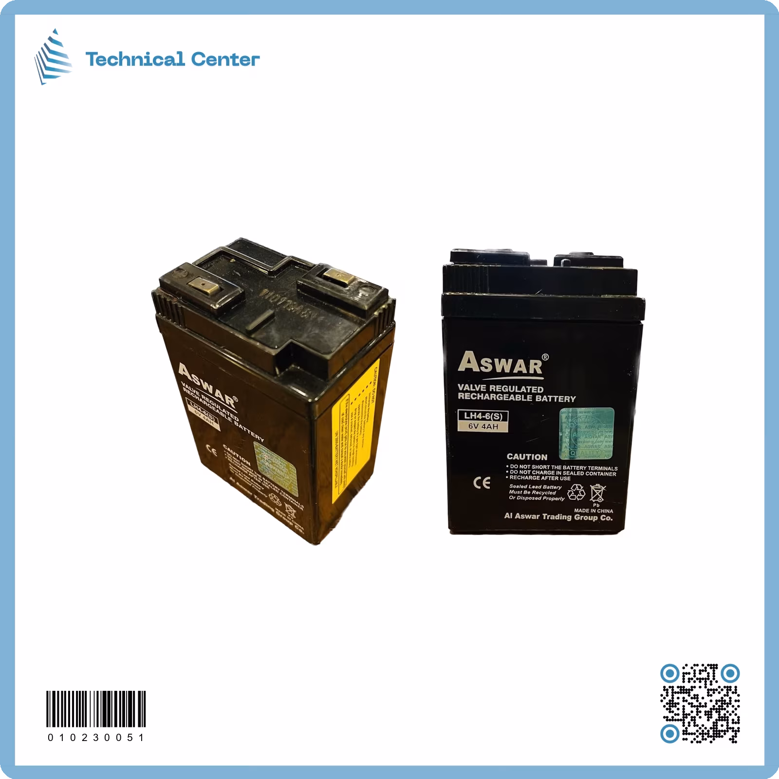 بطارية  (6V-4.0A) (ASWAR)(flatpin)