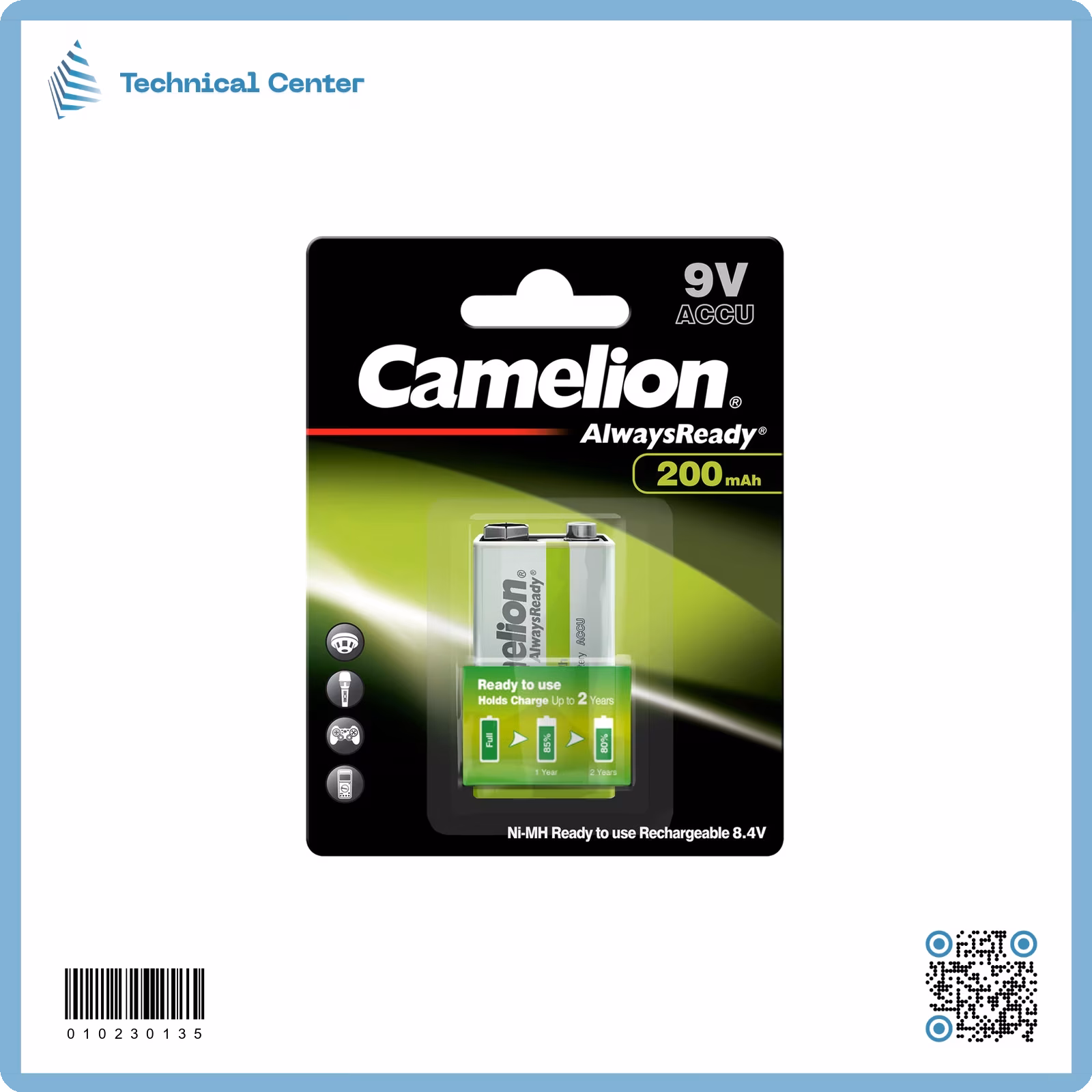 بطارية شحن  (camelion)(9V-200mA)
