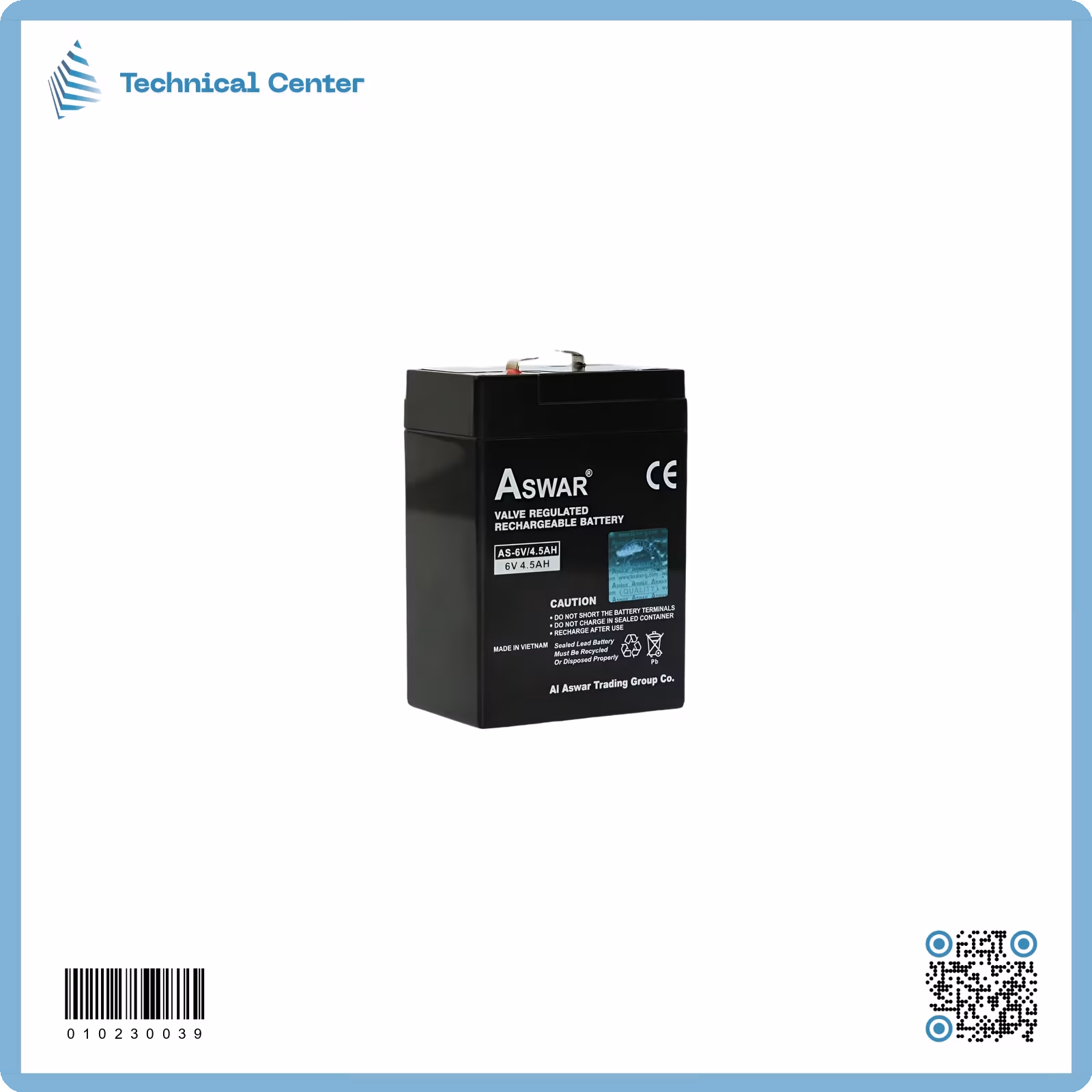 بطارية  (6V-4.0A) (ASWAR)