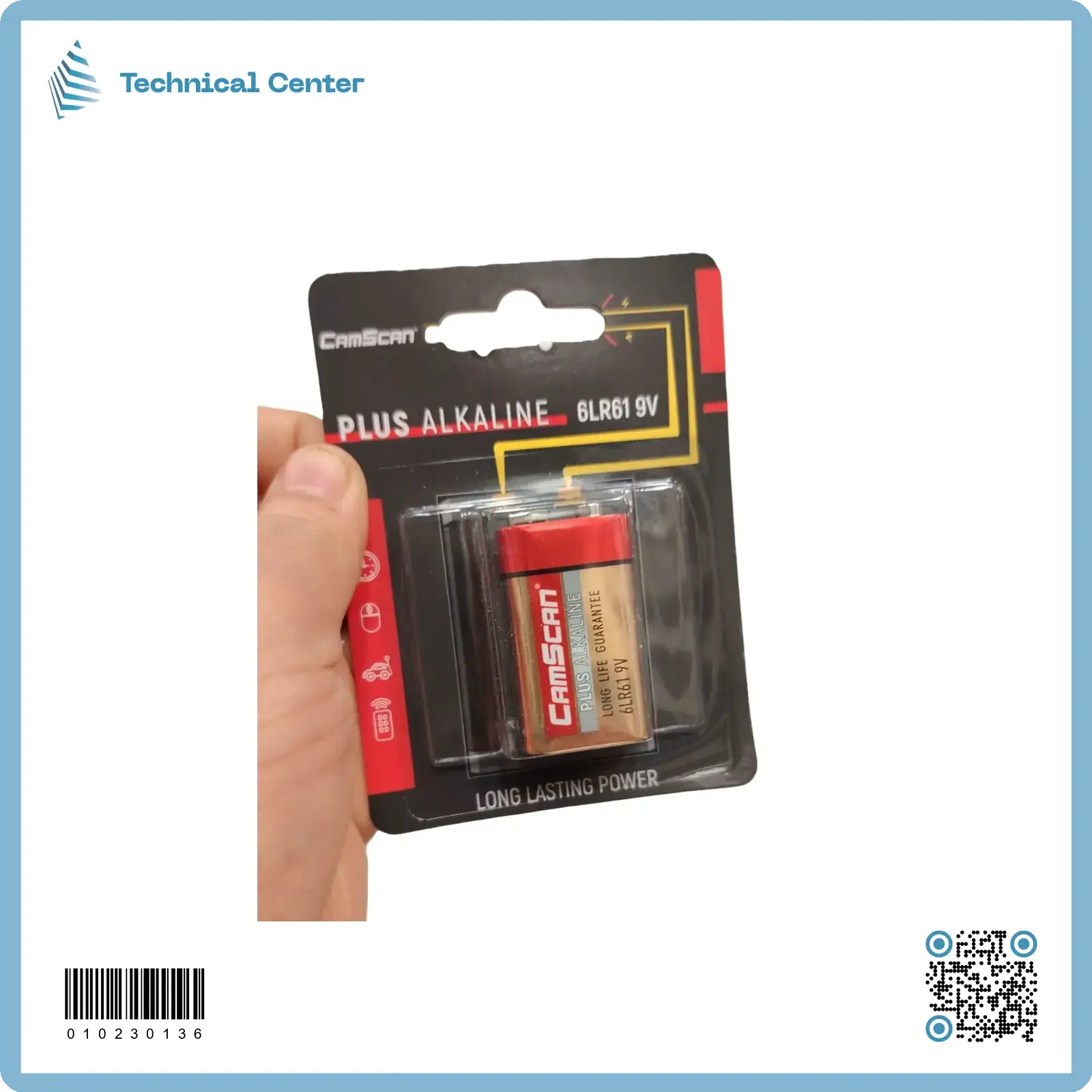 بطارية   (Alkaline)(Camscan) (9V) كارت احمر