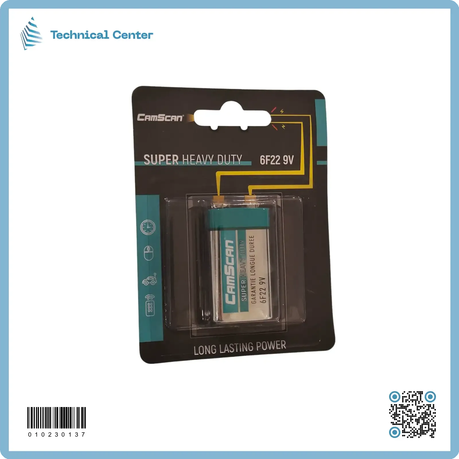 بطارية   (ZN CHLOR)(Camscan) (9V) كارت اخضر