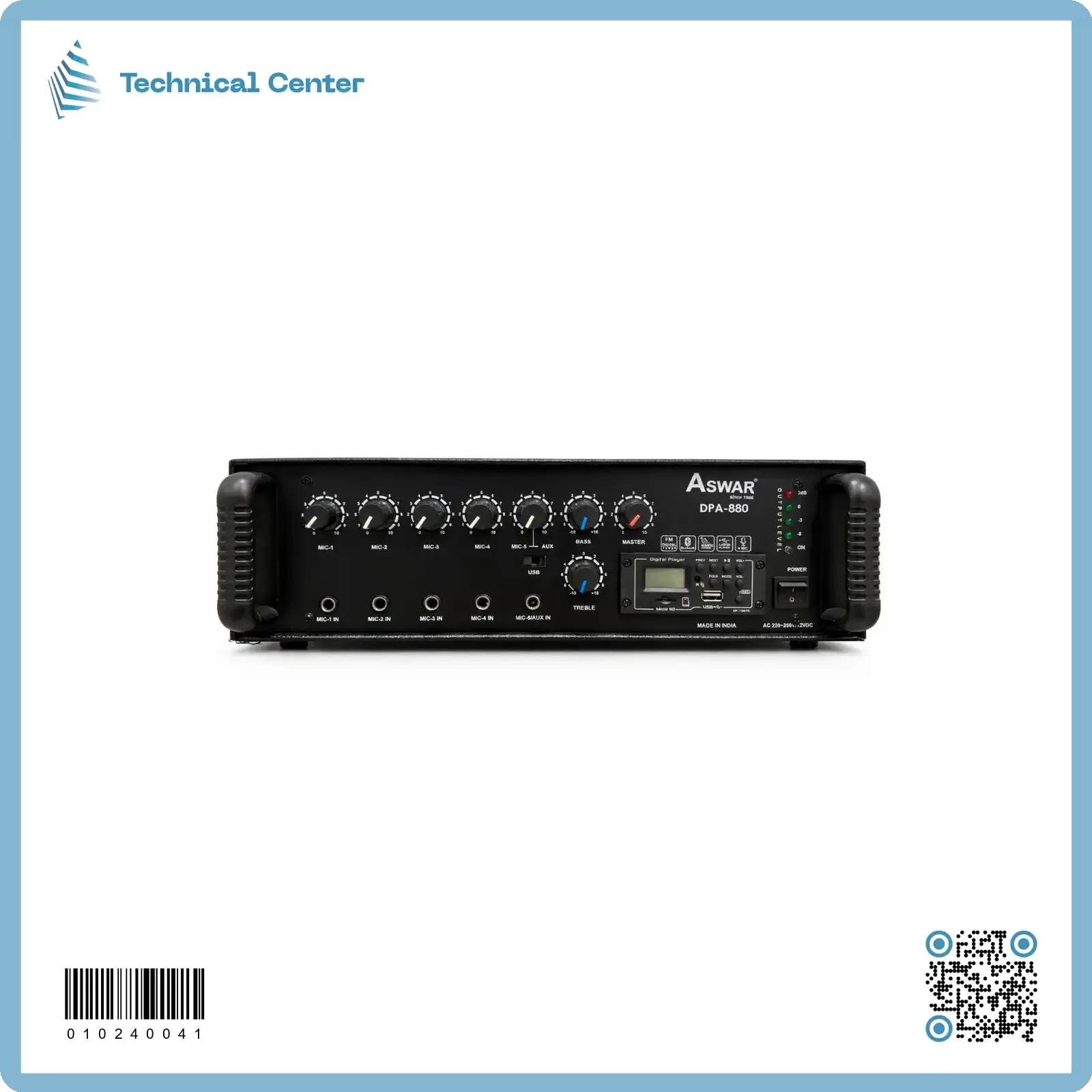 مكبر صوت هندي منطقة واحدة (90W) يدعمUSB-رام-اواكس-بلوتوث-FM