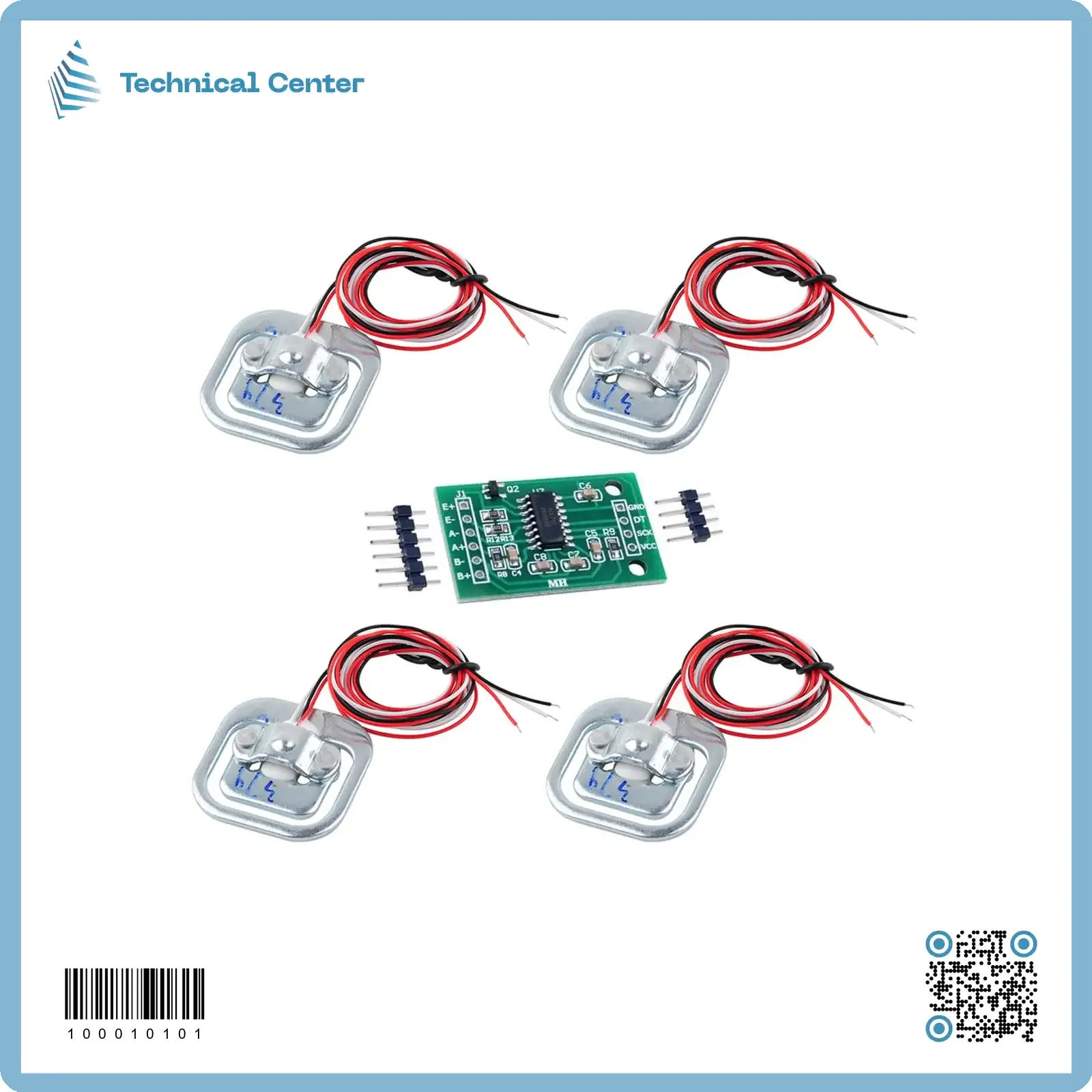 حساس وزن (50kg) سيت 4 قطع+MOD-HX711