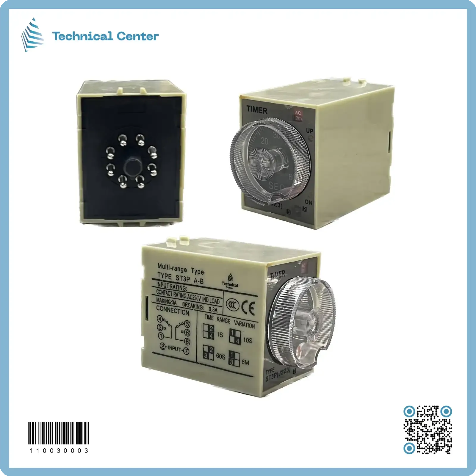 تايمر(ST3P-220VAC) (8pin) + قاعدة