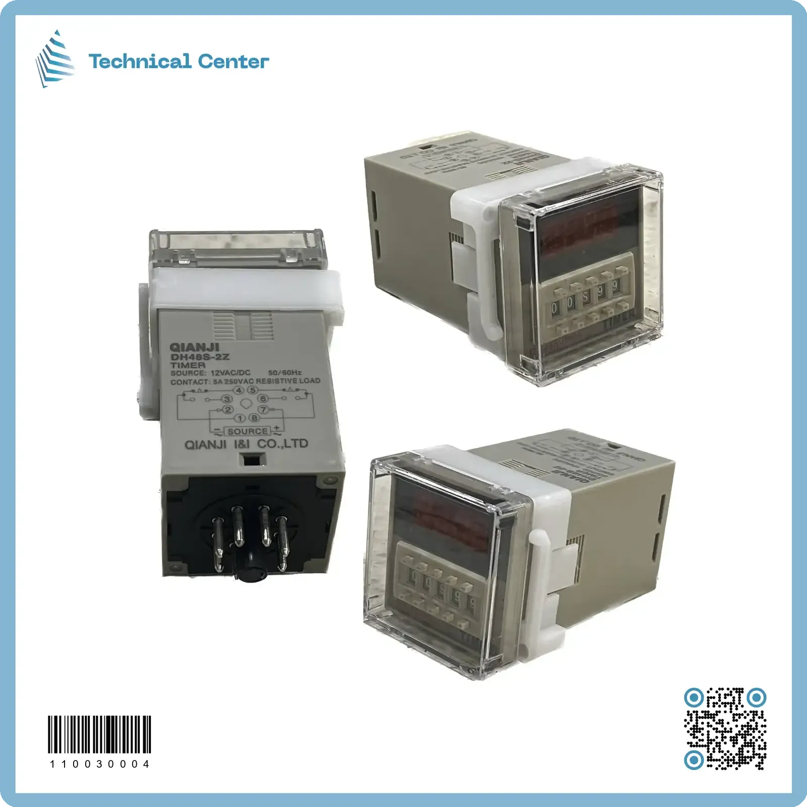 تايمر رقمي (DH48S-12VDC) (8pin) + قاعدة
