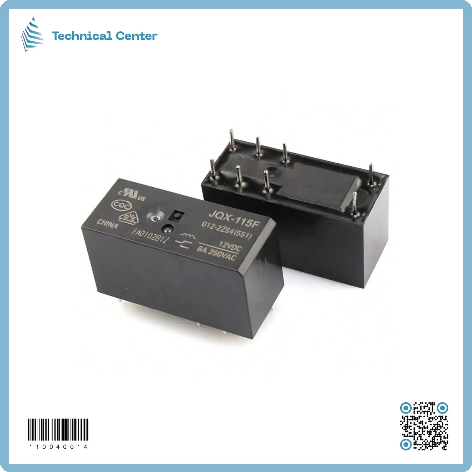 (8pin)(JQX-115F 2Z)12V-8A رلي