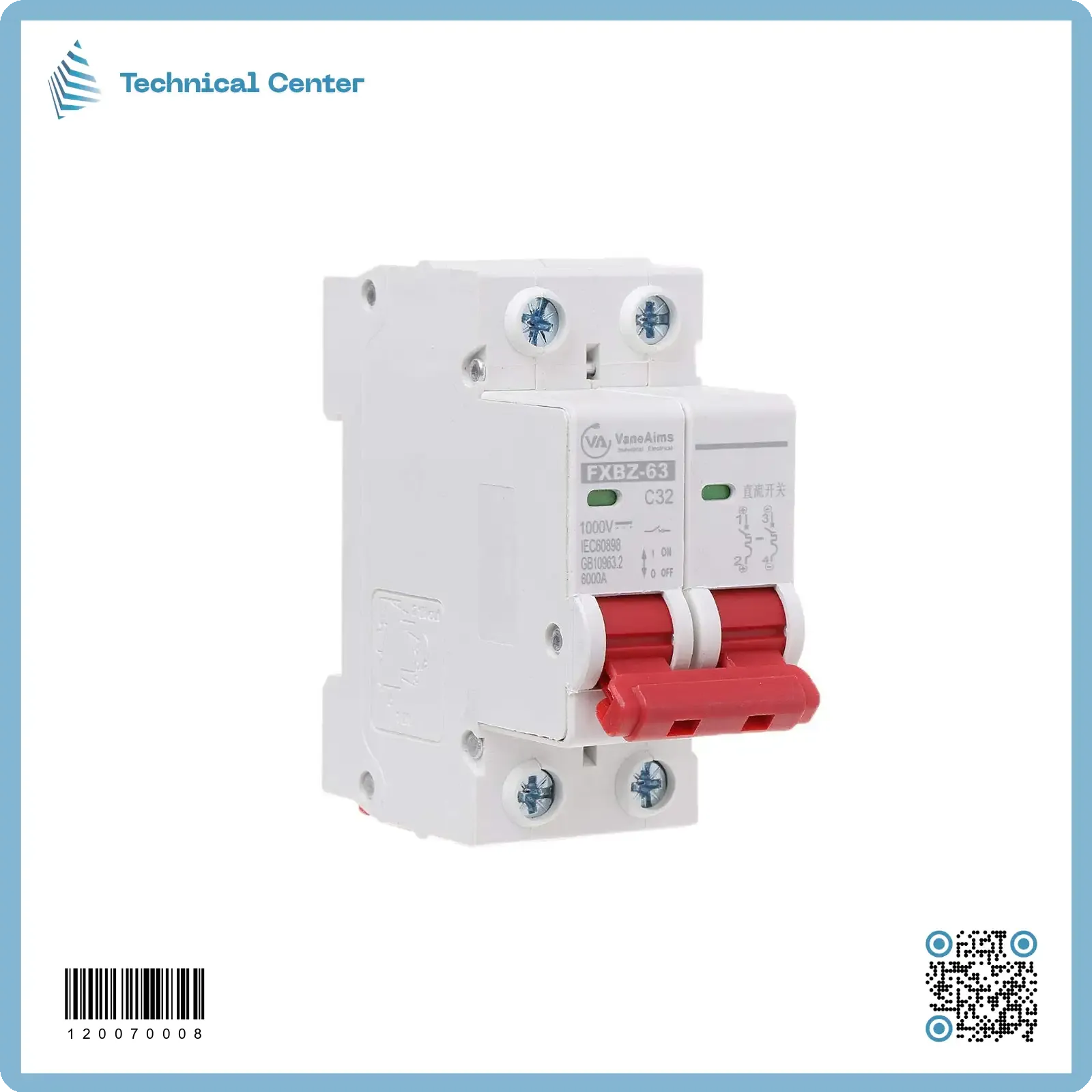 جوزة ثنائية-32A-1000V)DC-2P)