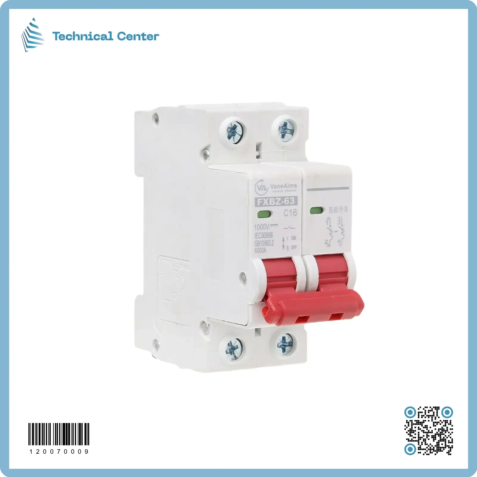 جوزة ثنائية-16A-1000V)DC-2P)