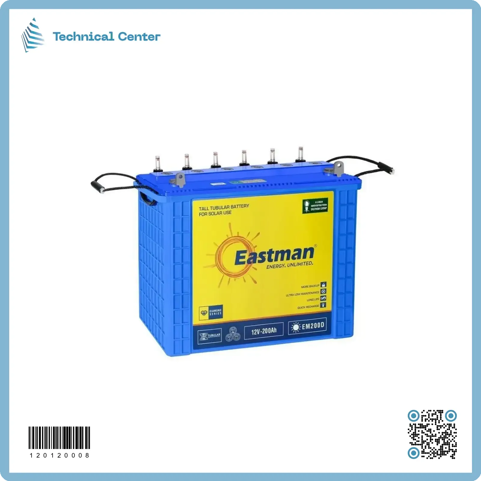 بطارية  (12V-200A/C20) (Eastman Tubular)