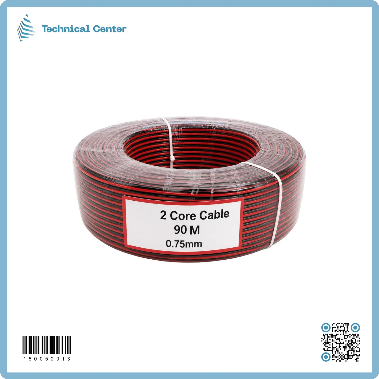 وايراسود واحمر مطبوق(2X0.75mm) (اللفة=90م)